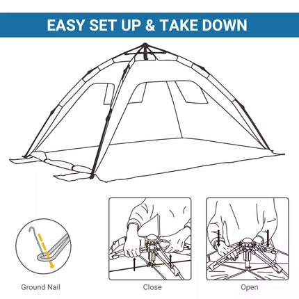 Pop-Up Beach Tent for 1-2 Persons UV Protection Waterproof - Blue