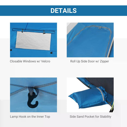 Pop-Up Beach Tent for 1-2 Persons UV Protection Waterproof - Blue