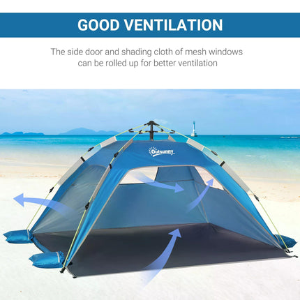Pop-Up Beach Tent for 1-2 Persons UV Protection Waterproof - Blue