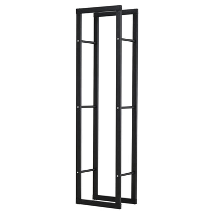 150cm Double Tier Metal Firewood Log Holder Rack with Balanced Base Side Rails - Black
