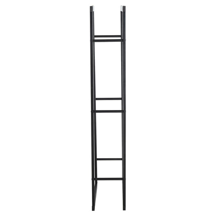 150cm Double Tier Metal Firewood Log Holder Rack with Balanced Base Side Rails - Black