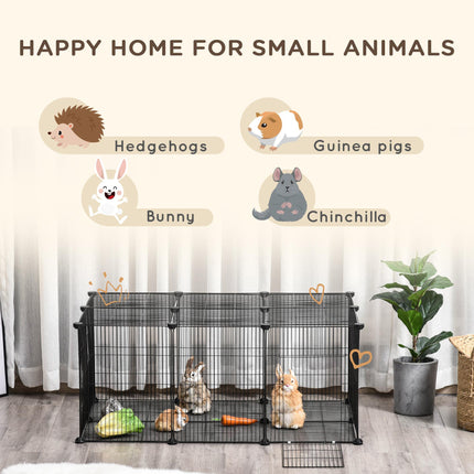 Pet Playpen DIY Small Animal Cage with Door 22 Pieces for Bunny Chinchilla Hedgehog Guinea Pig - Black