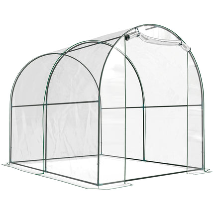 Walk-in Polytunnel Greenhouse 2 x 2.5m with Steel Frame and Roll-up Door - Transparent