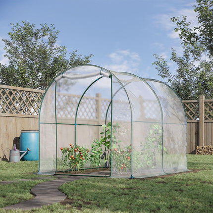Walk-in Polytunnel Greenhouse 2 x 2.5m with Steel Frame and Roll-up Door - Transparent