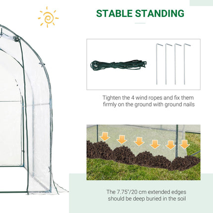 Walk-in Polytunnel Greenhouse 2 x 2.5m with Steel Frame and Roll-up Door - Transparent