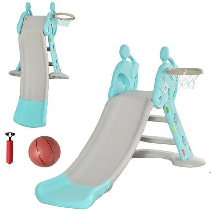 Kids Slide 2 in 1 Toddler Freestanding slide with Basketball Hoop Indoor/Outdoor