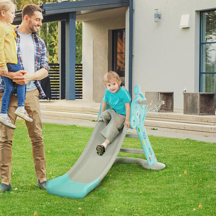 Kids Slide 2 in 1 Toddler Freestanding slide with Basketball Hoop Indoor/Outdoor