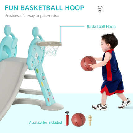 Kids Slide 2 in 1 Toddler Freestanding slide with Basketball Hoop Indoor/Outdoor