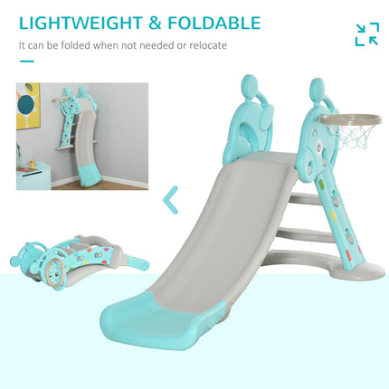 Kids Slide 2 in 1 Toddler Freestanding slide with Basketball Hoop Indoor/Outdoor