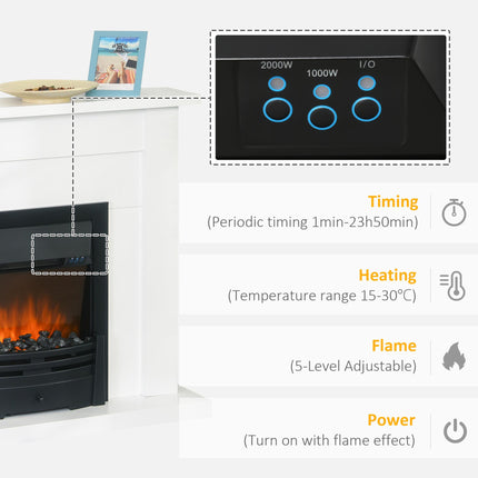 40" Electric Firplace Suites & Mantelpiece w/LED Flames Remote Marble Stone Mode