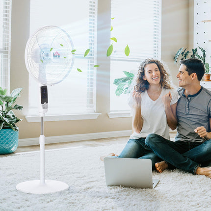 54'' Pedestal Stand Fan with 3 Speeds, 3 Modes, 85° Oscillation & LED Panel - Black & White
