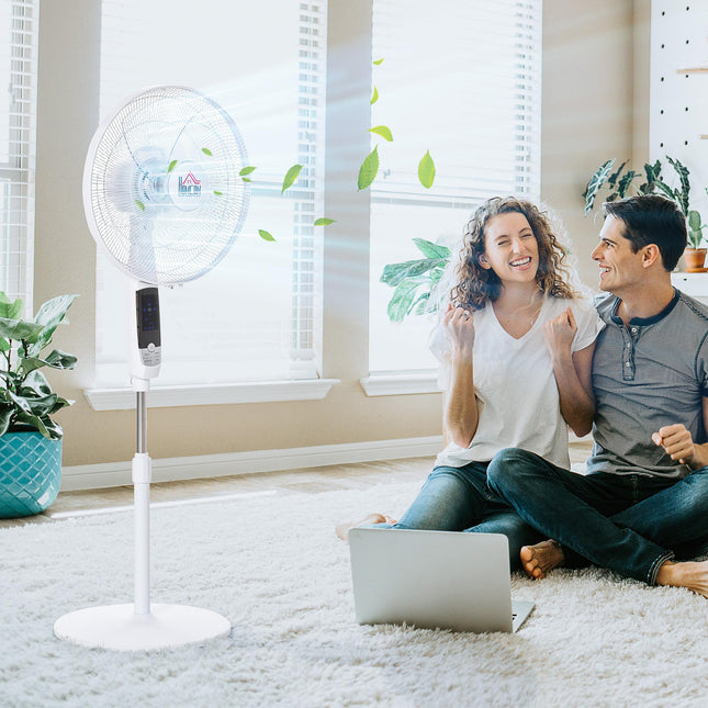 54'' Pedestal Stand Fan with 3 Speeds, 3 Modes, 85° Oscillation & LED Panel - Black & White
