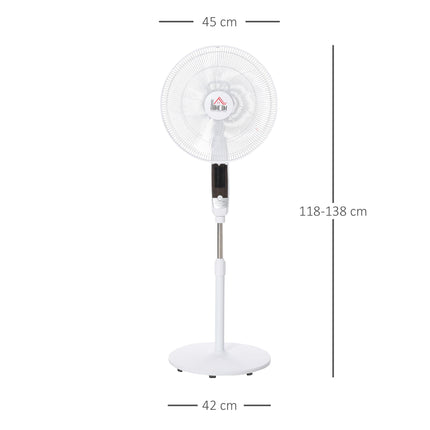 54'' Pedestal Stand Fan with 3 Speeds, 3 Modes, 85° Oscillation & LED Panel - Black & White