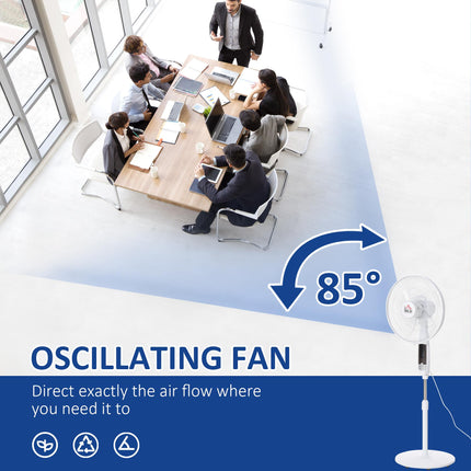 54'' Pedestal Stand Fan with 3 Speeds, 3 Modes, 85° Oscillation & LED Panel - Black & White