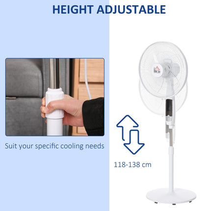 54'' Pedestal Stand Fan with 3 Speeds, 3 Modes, 85° Oscillation & LED Panel - Black & White