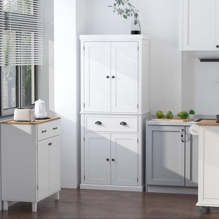Freestanding Kitchen Cupboard, 184cm Tall Storage Cabinet with Doors and Shelves