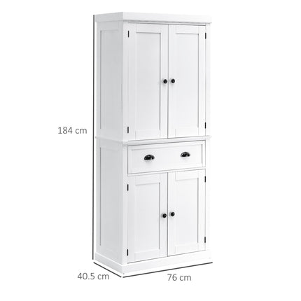 Freestanding Kitchen Cupboard, 184cm Tall Storage Cabinet with Doors and Shelves