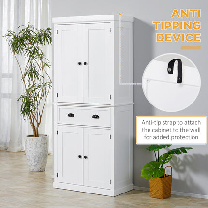 Freestanding Kitchen Cupboard, 184cm Tall Storage Cabinet with Doors and Shelves
