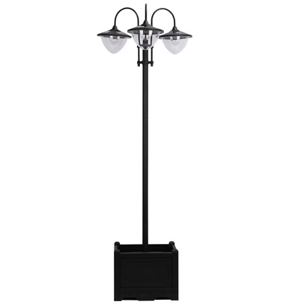3 Head Solar LED Lamp Post with Planter 189cm - Black