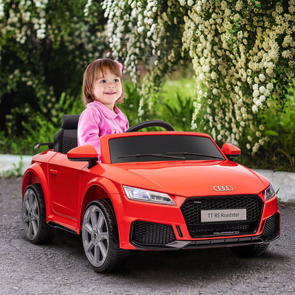 Audi TT RS 12V Rechargeable Ride-On Car with Remote, Lights, Horn, MP3 Player, Seat Belt - Red