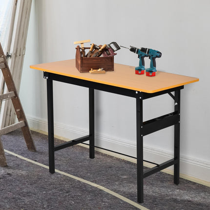 Foldable Garage Work Bench MDF Workstation with Ruler & Protractor - Yellow Black