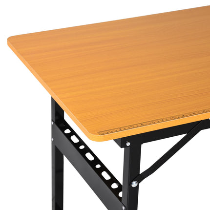 Foldable Garage Work Bench MDF Workstation with Ruler & Protractor - Yellow Black
