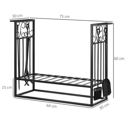 Steel Firewood Log Holder Indoor Outdoor Firewood Rack Fireplace Wood Storage Sh