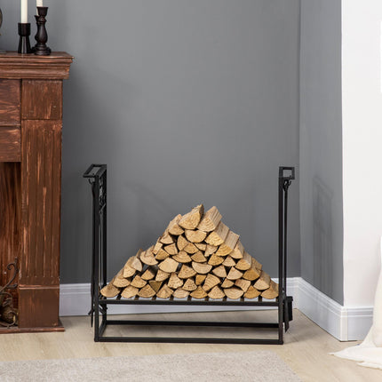 Steel Firewood Log Holder Indoor Outdoor Firewood Rack Fireplace Wood Storage Sh