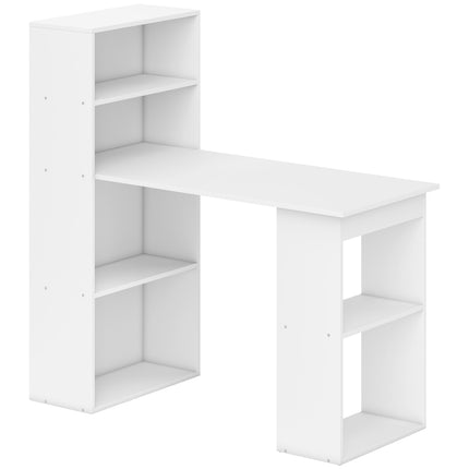 120cm Modern Computer Desk with 6 Shelves Bookshelf Workstation Writing Table - White