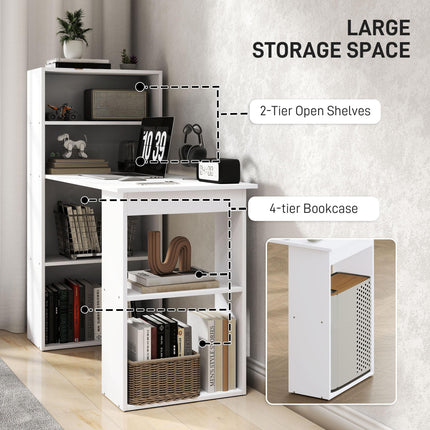 120cm Modern Computer Desk with 6 Shelves Bookshelf Workstation Writing Table - White