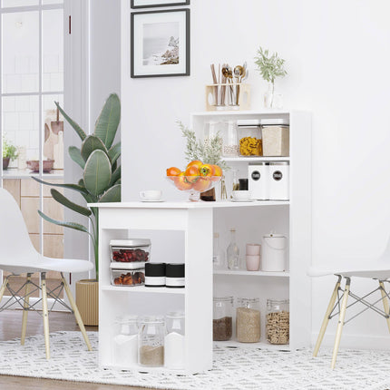 120cm Modern Computer Desk with 6 Shelves Bookshelf Workstation Writing Table - White