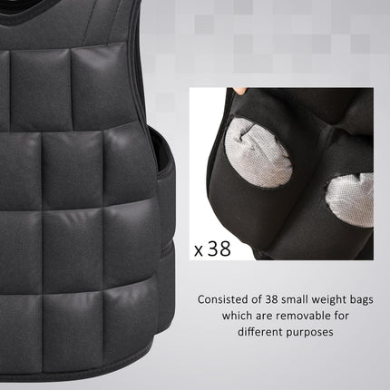 Adjustable 20kg Metal Sand Weight Vest - Black
