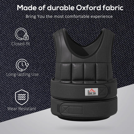 Adjustable 20kg Metal Sand Weight Vest - Black
