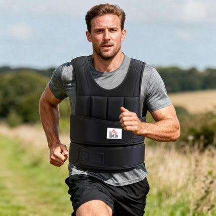 Adjustable 20kg Metal Sand Weight Vest - Black
