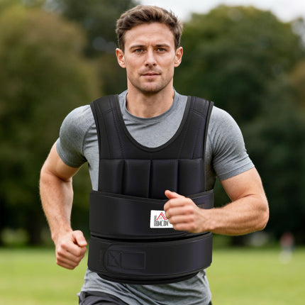 Adjustable 20kg Metal Sand Weight Vest - Black