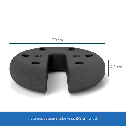 Gazebo Weight Set of 4 for Tent Canopy 8.8KG Cement Filled Bases - Black