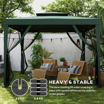Gazebo Weight Set of 4 for Tent Canopy 8.8KG Cement Filled Bases - Black