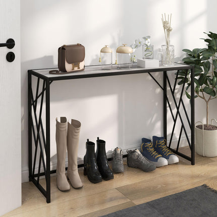 120 cm Industrial Console Sofa Table with Metal Frame - Grey
