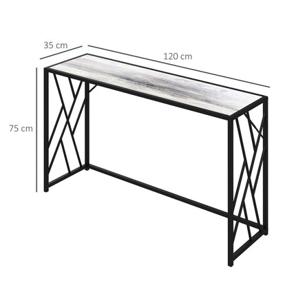120 cm Industrial Console Sofa Table with Metal Frame - Grey