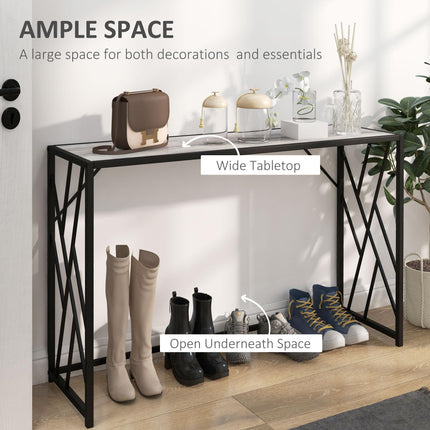 120 cm Industrial Console Sofa Table with Metal Frame - Grey