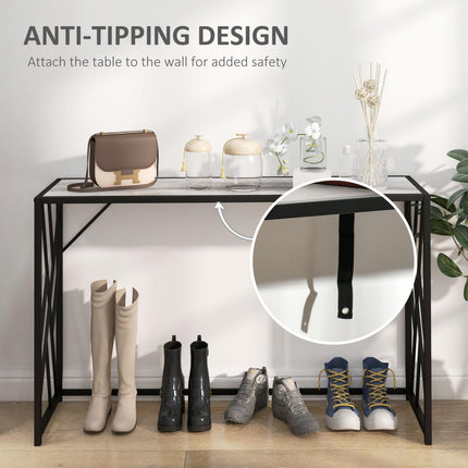 120 cm Industrial Console Sofa Table with Metal Frame - Grey