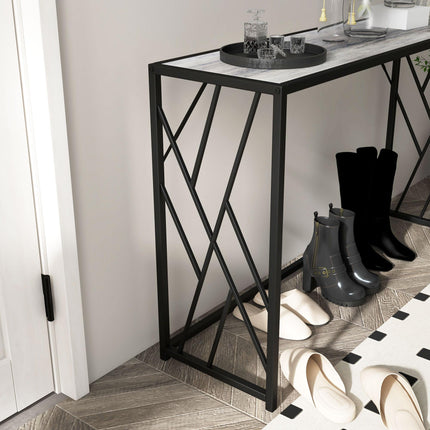 120 cm Industrial Console Sofa Table with Metal Frame - Grey