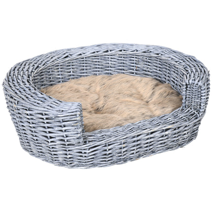 Willow Rattan Pet Basket Sofa Bed 57Lx46Wx17.5H cm - Grey