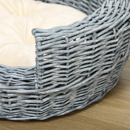 Willow Rattan Pet Basket Sofa Bed 57Lx46Wx17.5H cm - Grey