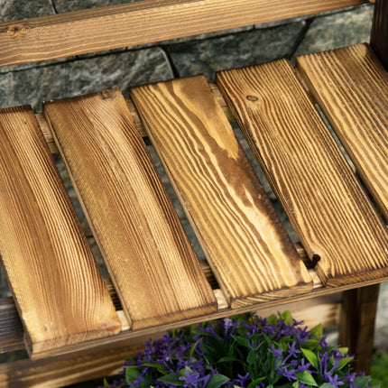 3 Tier Folding Wood Flower Stand Ladder Planter Display Shelf Rack 40x37x93cm - Brown