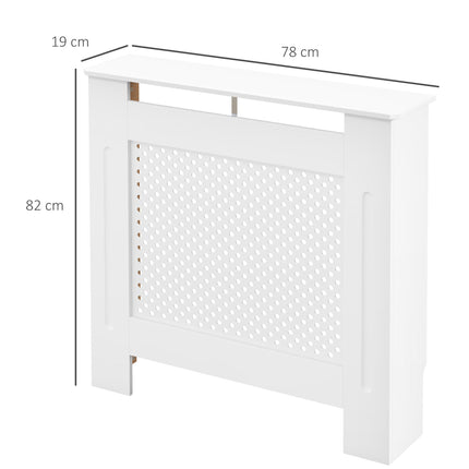 Wooden Radiator Cover Heating Cabinet Small with Diamond Grill Design - White