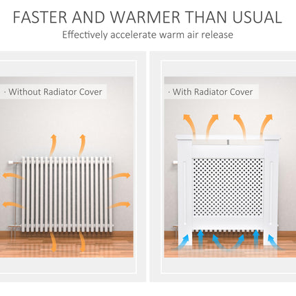 Wooden Radiator Cover Heating Cabinet Small with Diamond Grill Design - White