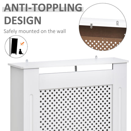 Wooden Radiator Cover Heating Cabinet Small with Diamond Grill Design - White