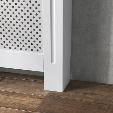 Wooden Radiator Cover Heating Cabinet Small with Diamond Grill Design - White