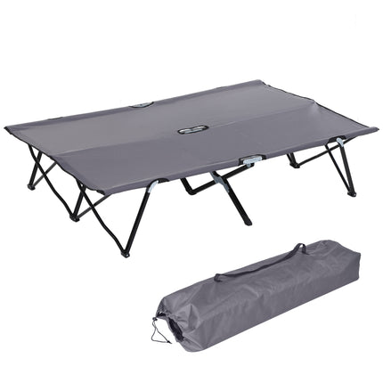Portable Double Folding Camping Cot for Comfortable Sleep - Grey